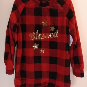Joyland Checked Blessed Christmas Pullover NWT Women's Sz Small